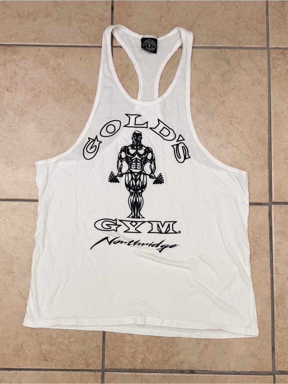 Vintage Golds Gym Northridge Tank Top White Mens Sz XL Stringer Bodybuilding USA